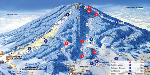 Ski areál Tanvaldský Špičák - mapa